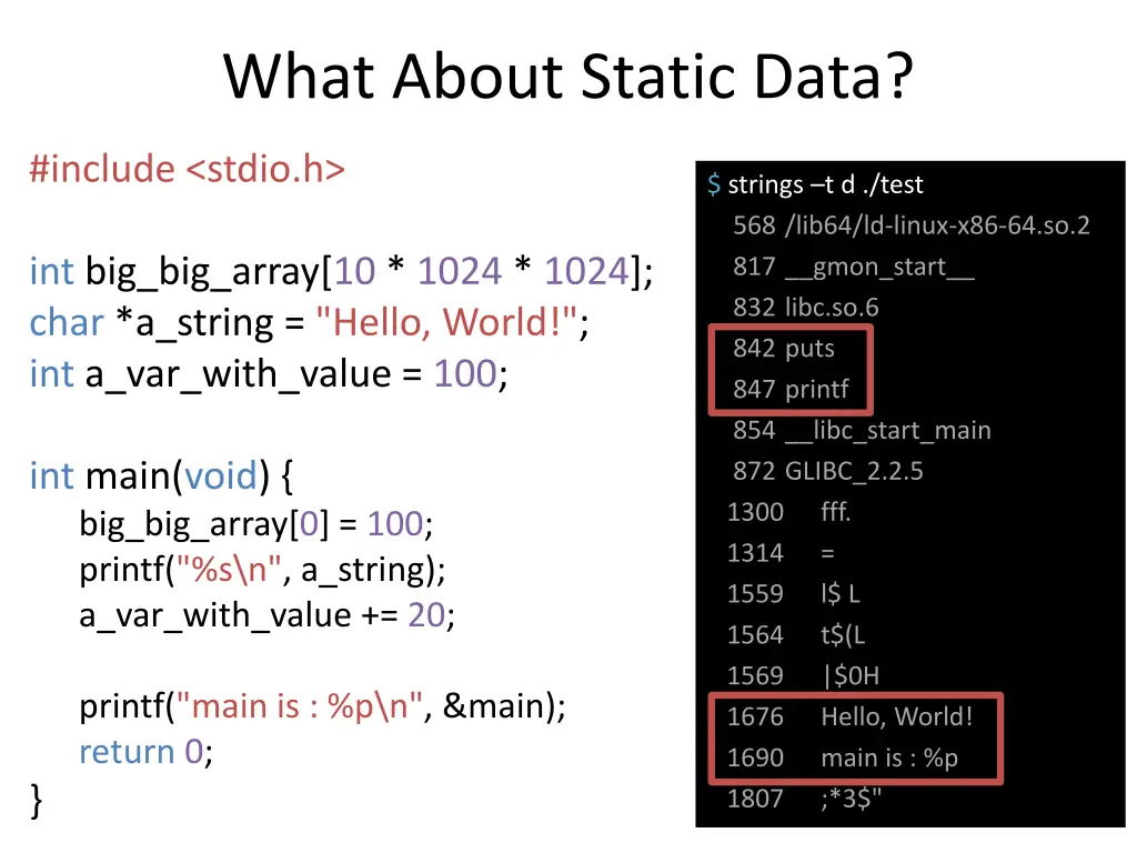 what about static data