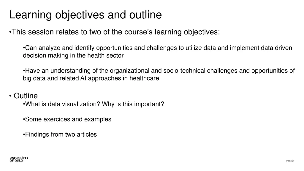 learning objectives and outline