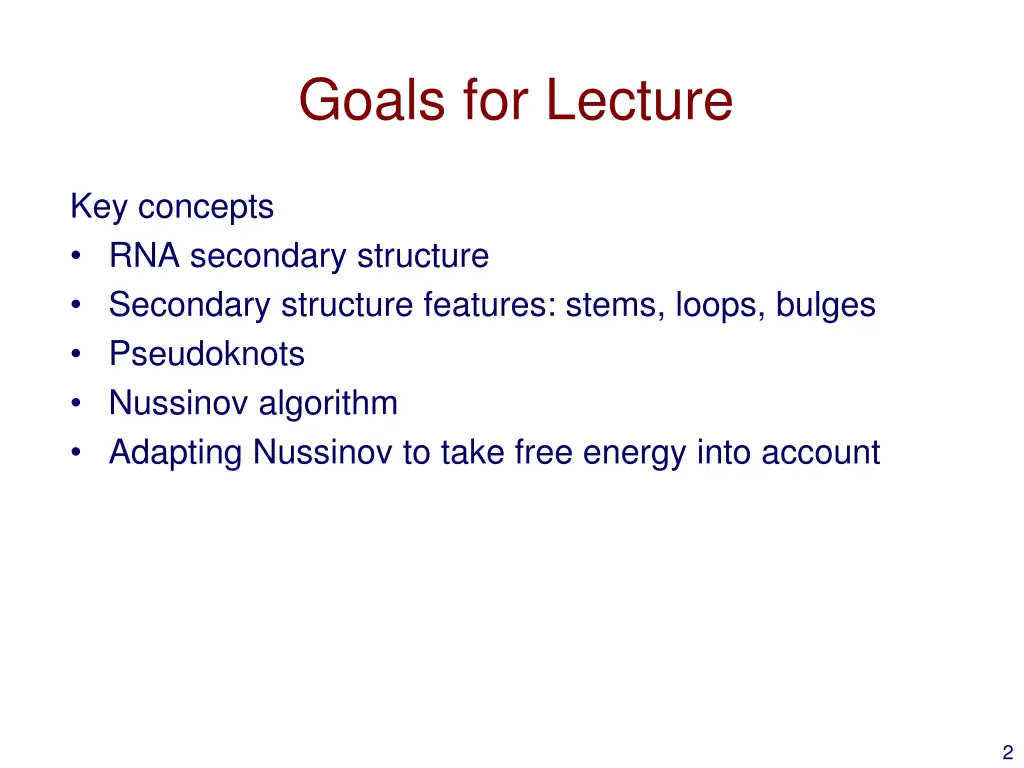 goals for lecture