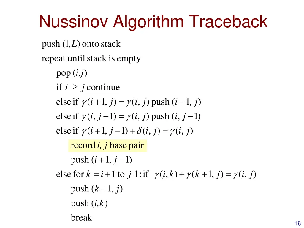 nussinov algorithm traceback