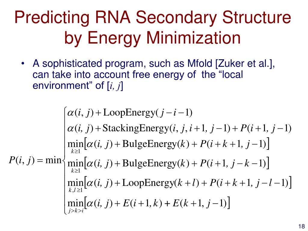 predicting rna secondary structure by energy 1