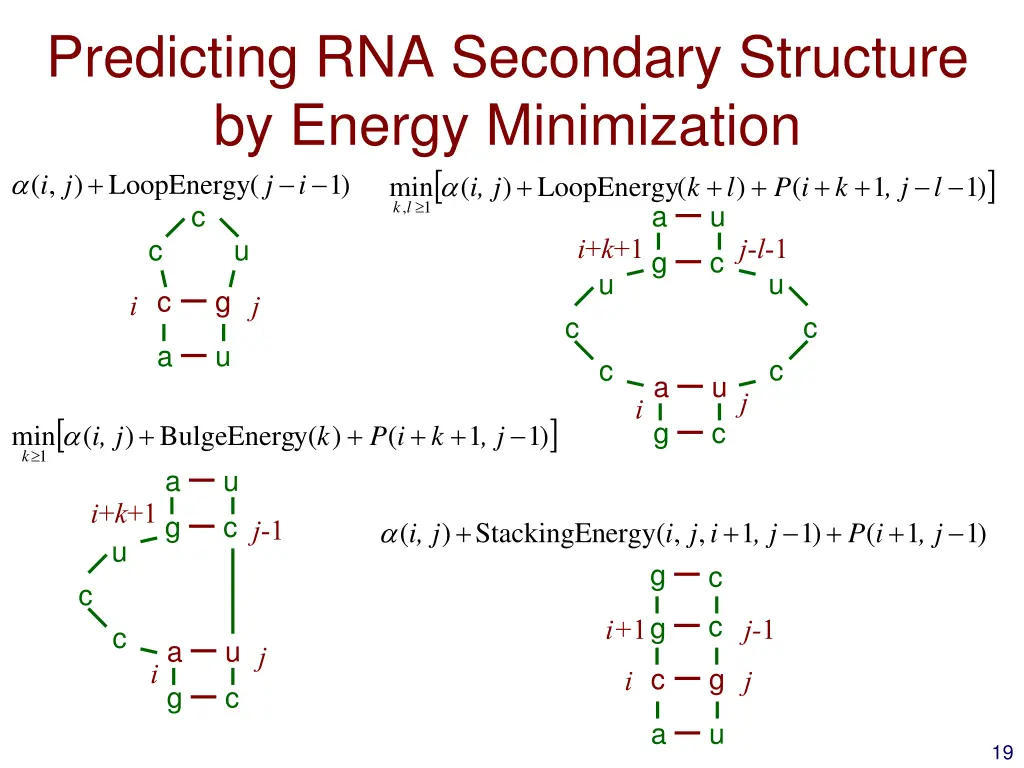 predicting rna secondary structure by energy 2