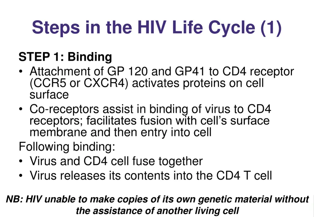 steps in the hiv life cycle 1