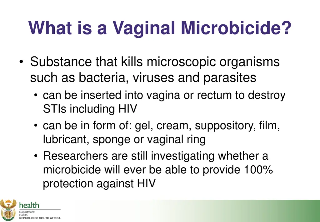 what is a vaginal microbicide