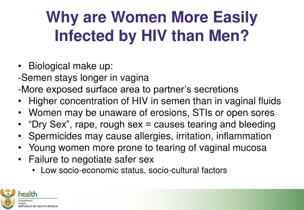 why are women more easily infected by hiv than men