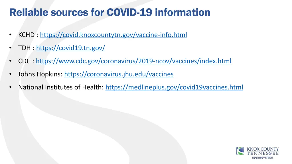 reliable sources for covid 19 information