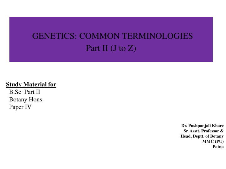 genetics common terminologies part ii j to z