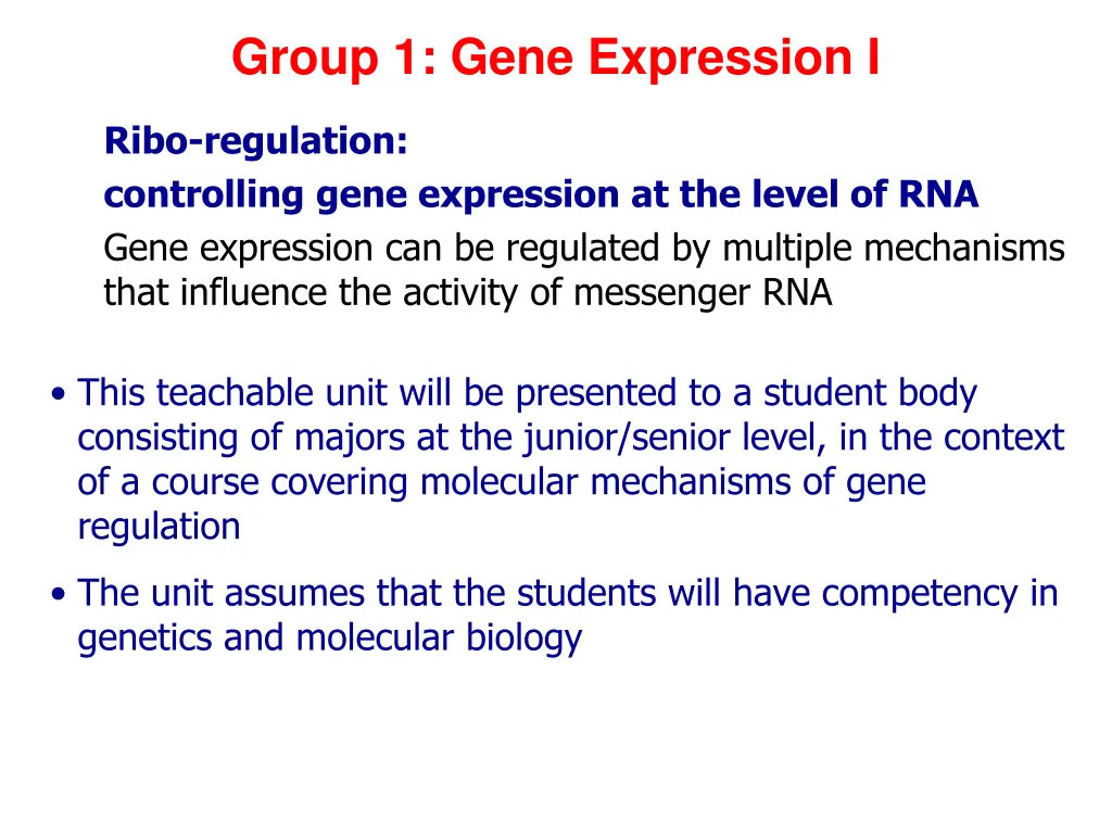 group 1 gene expression i