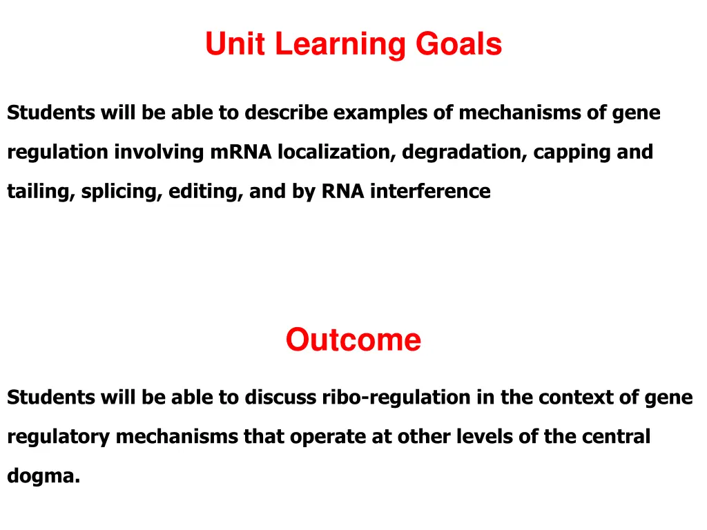 unit learning goals