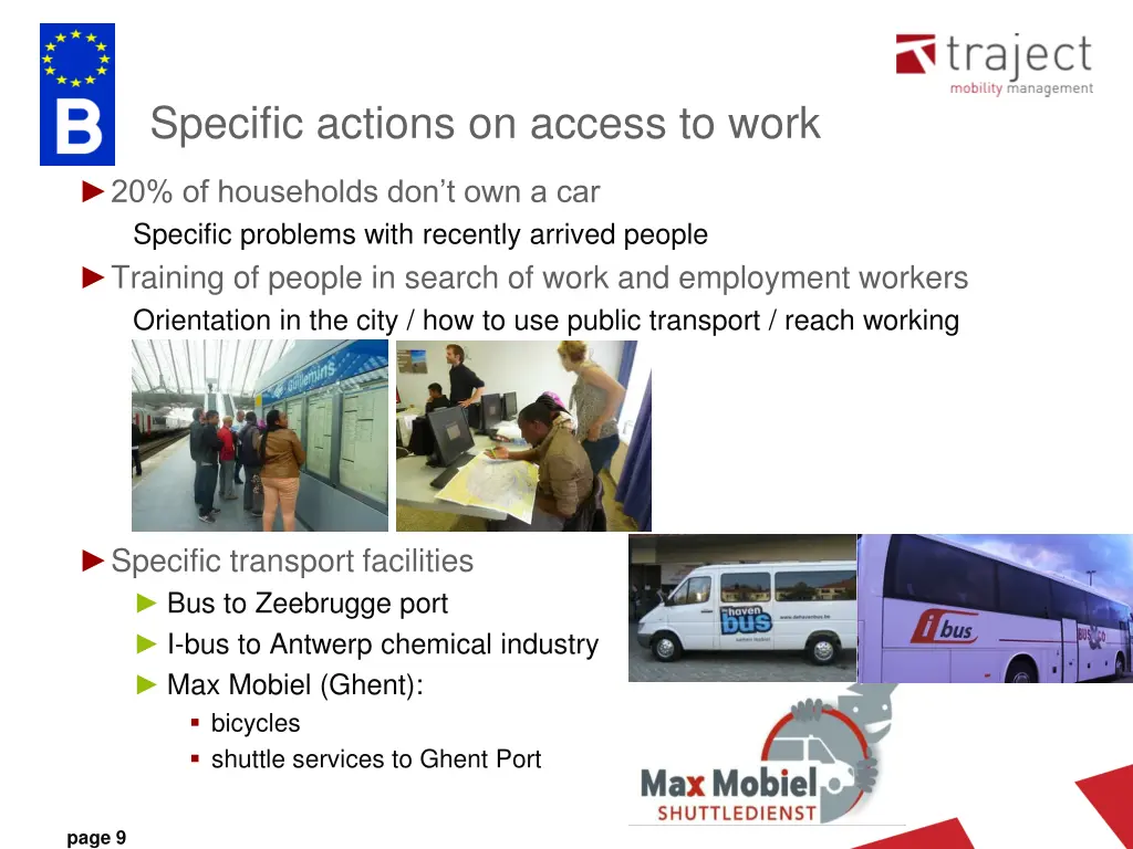 specific actions on access to work