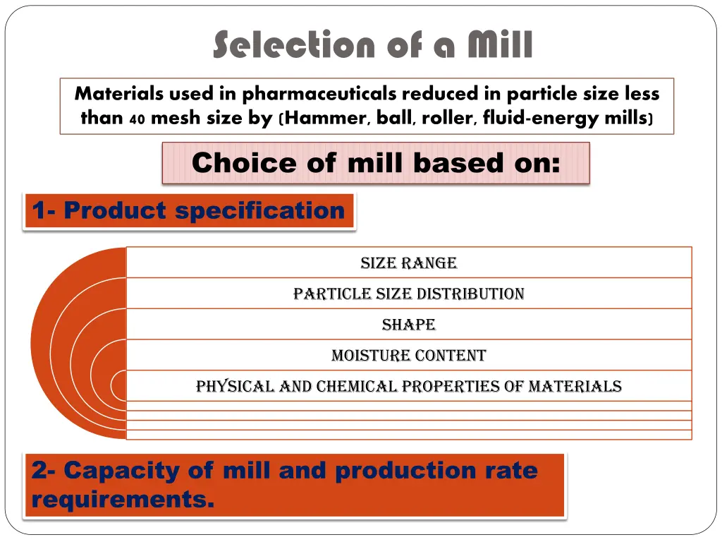 selection of a mill