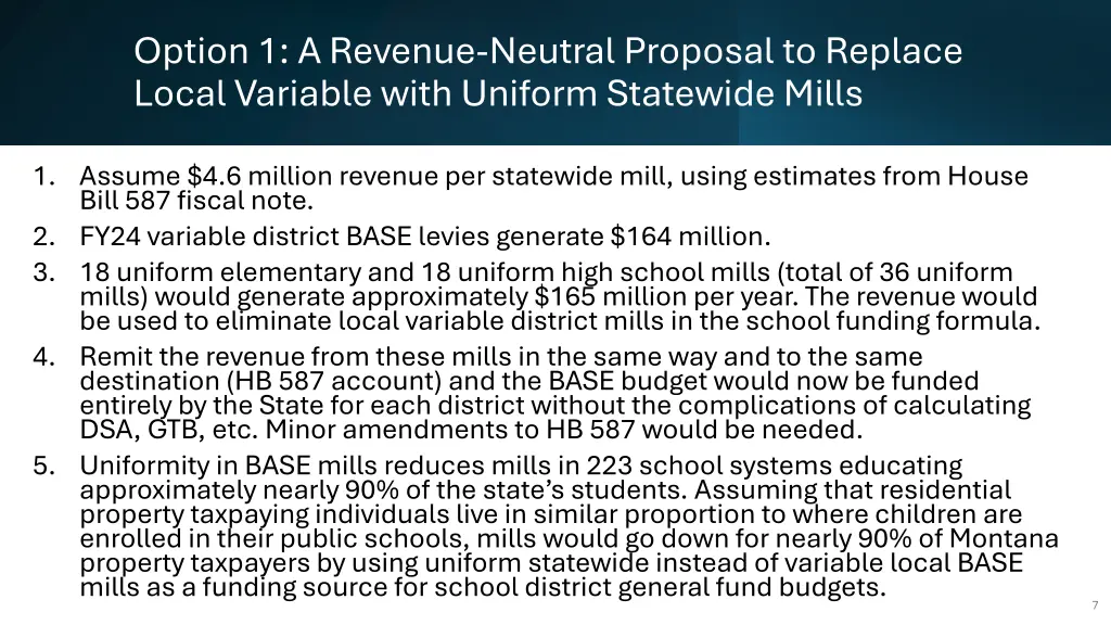 option 1 a revenue neutral proposal to replace