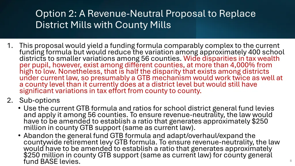 option 2 a revenue neutral proposal to replace