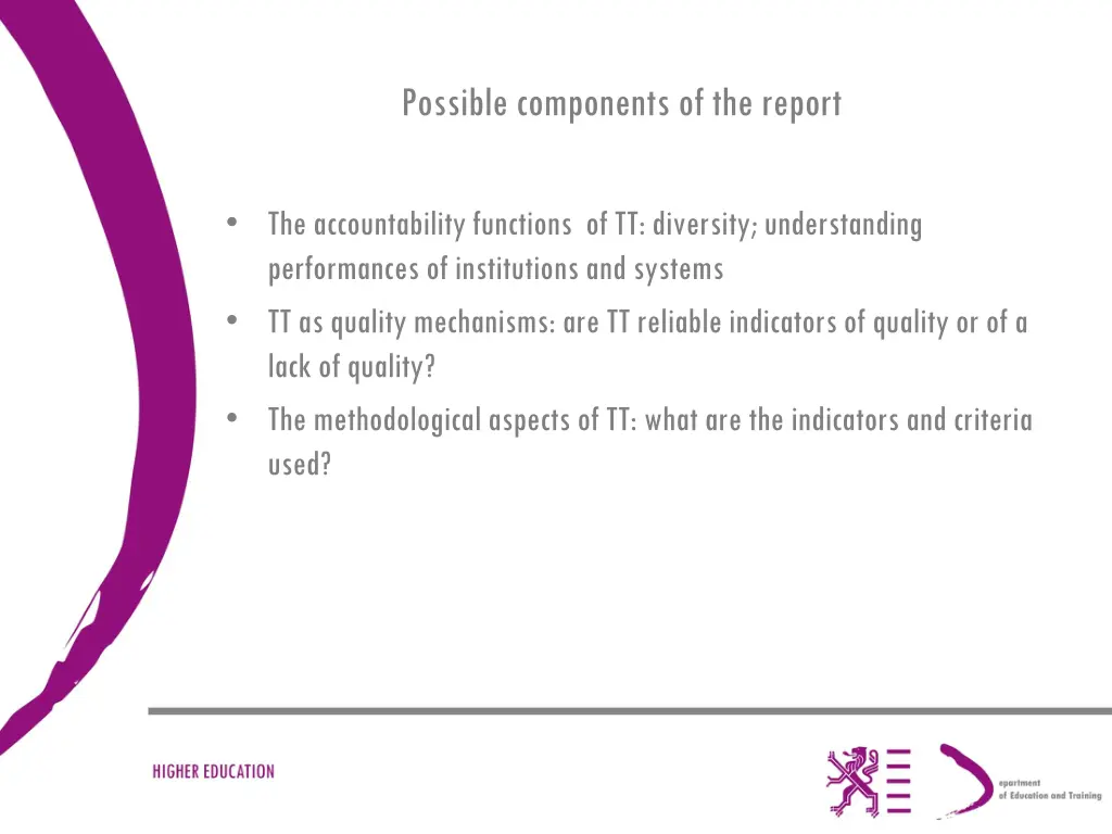 possible components of the report 1