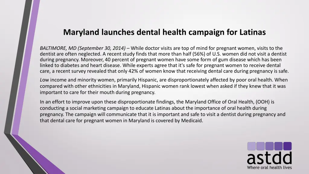 maryland launches dental health campaign