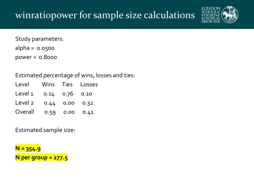 winratiopower for sample size calculations 1