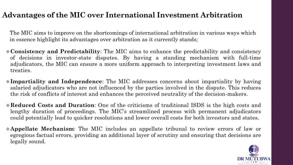 advantages of the mic over international