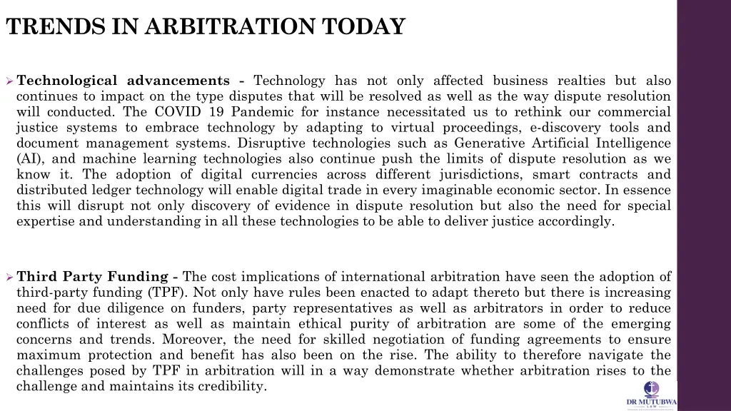 trends in arbitration today