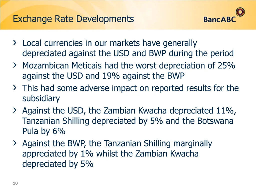 exchange rate developments