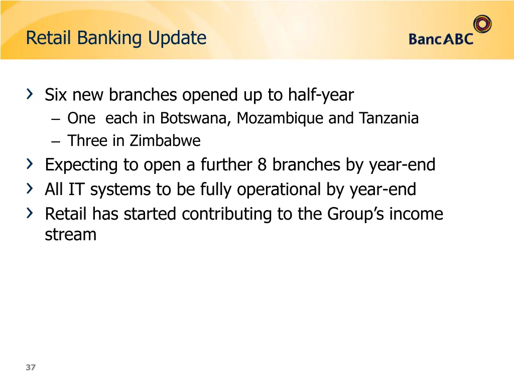 retail banking update