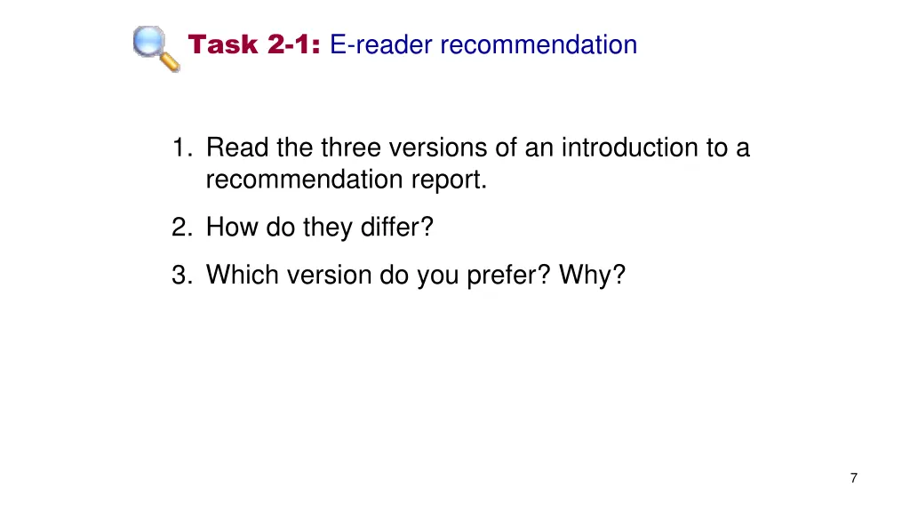 task 2 1 e reader recommendation