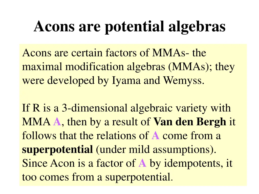 acons are potential algebras