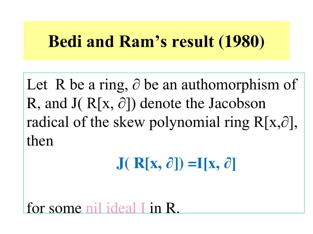 bedi and ram s result 1980