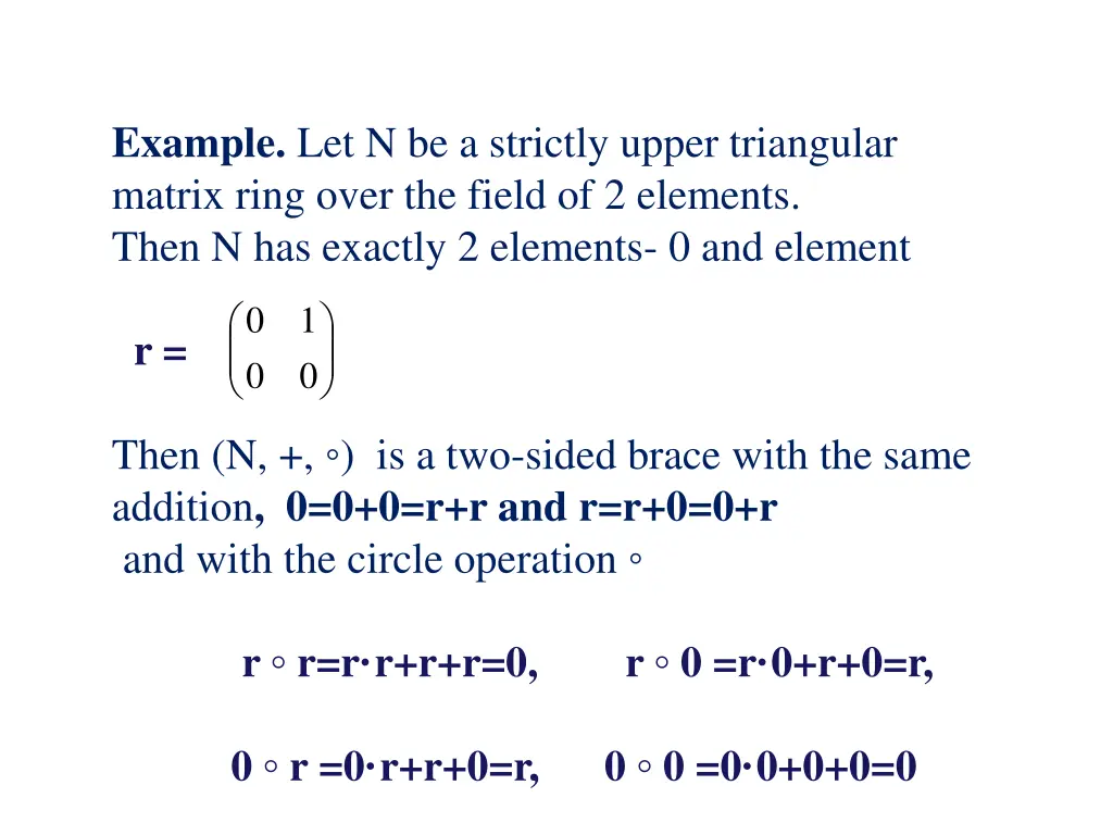 example let n be a strictly upper triangular