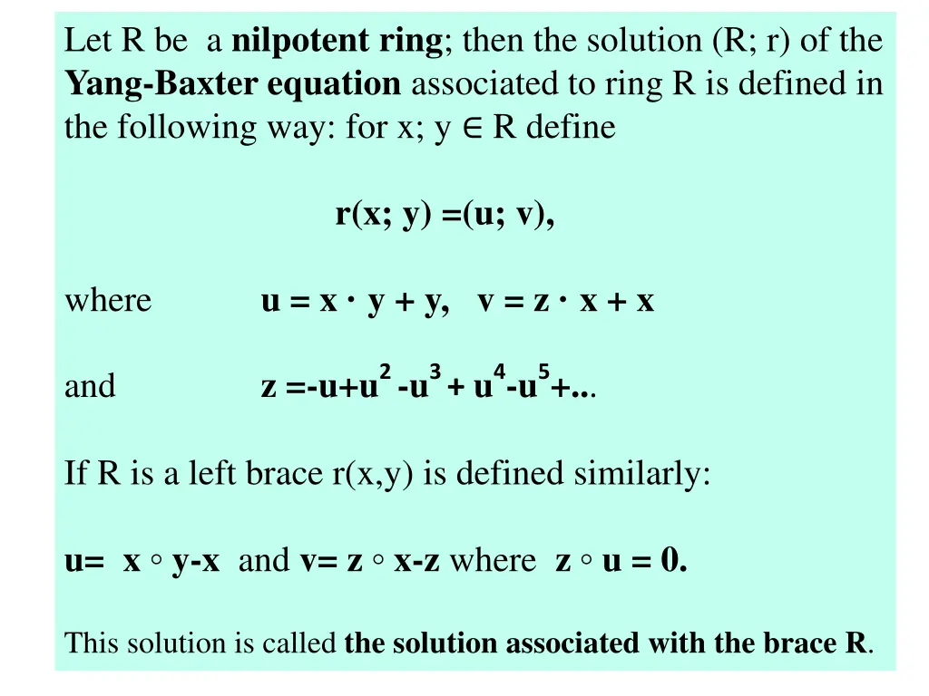 let r be a nilpotent ring then the solution