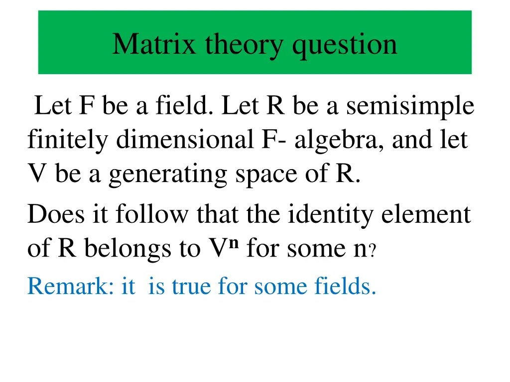 matrix theory question