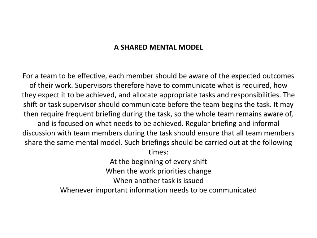 a shared mental model