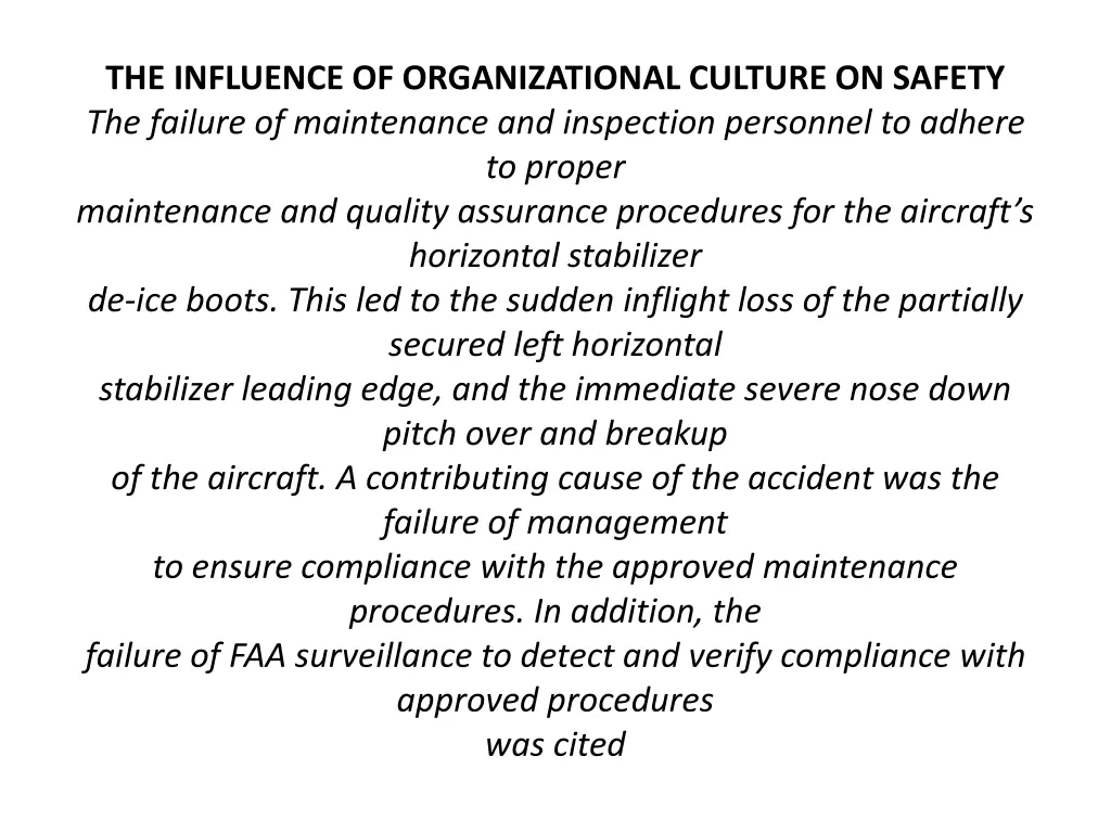 the influence of organizational culture on safety