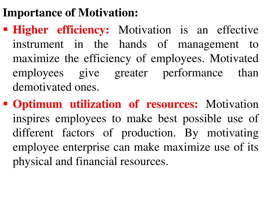 importance of motivation higher efficiency