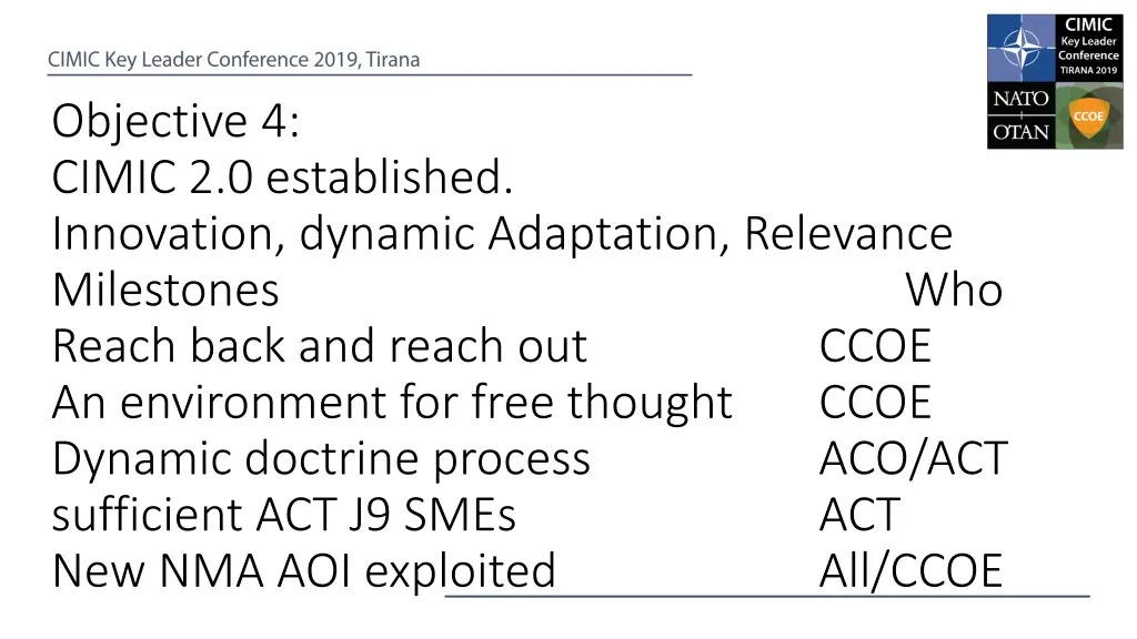 objective 4 cimic 2 0 established innovation