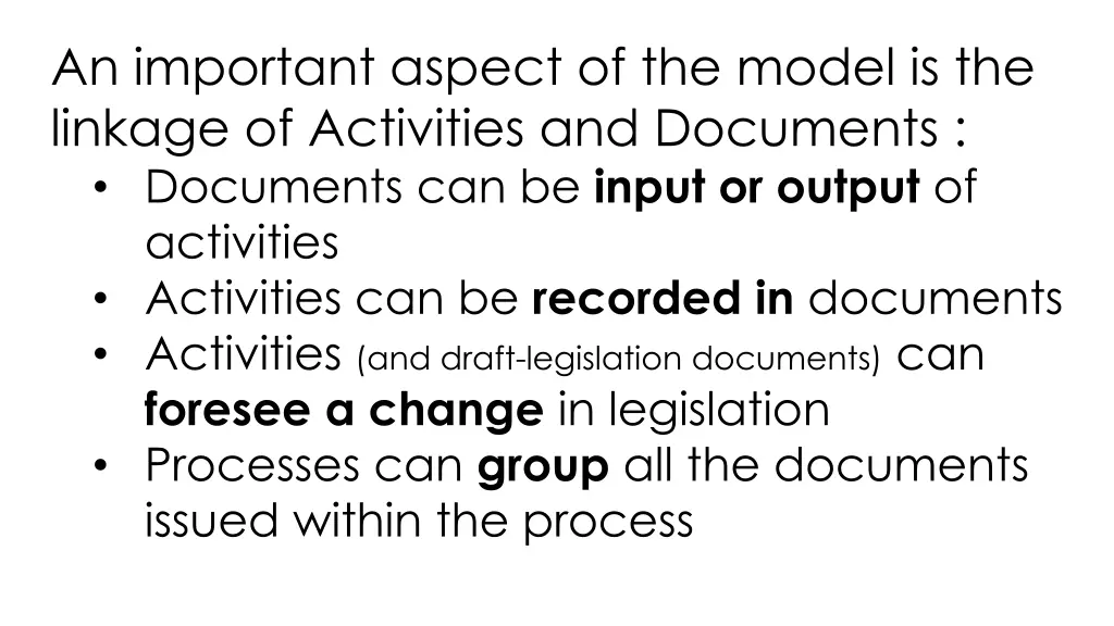 an important aspect of the model is the linkage