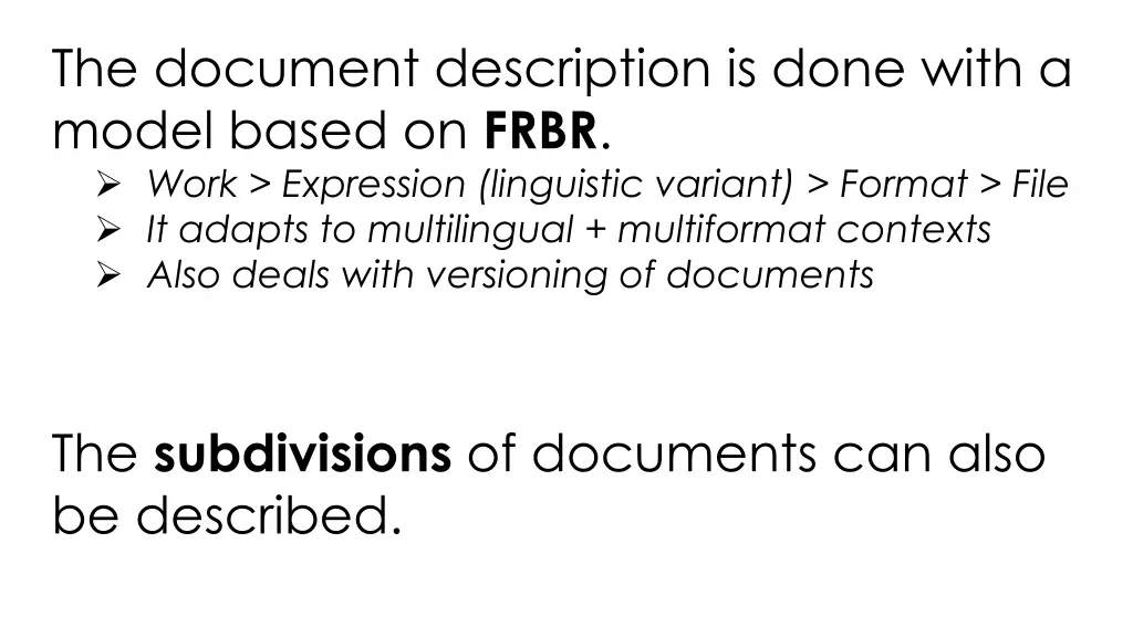 the document description is done with a model