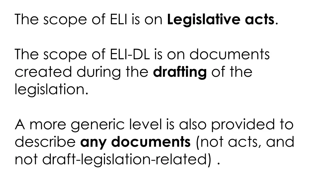 the scope of eli is on legislative acts