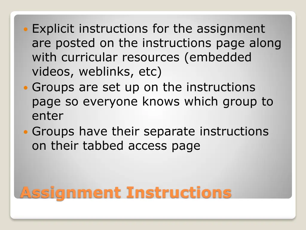 explicit instructions for the assignment