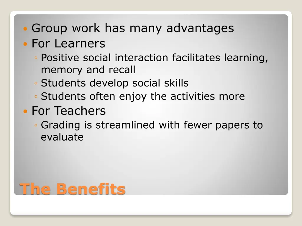 group work has many advantages for learners