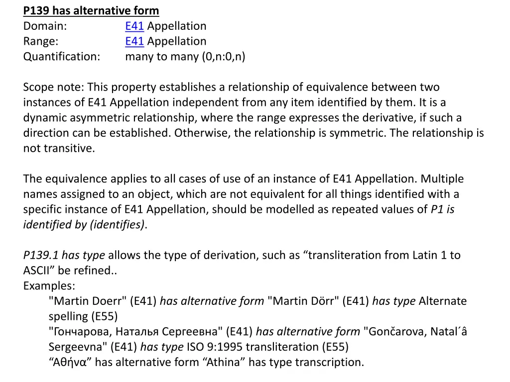 p139 has alternative form domain range