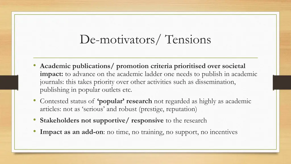 de motivators tensions