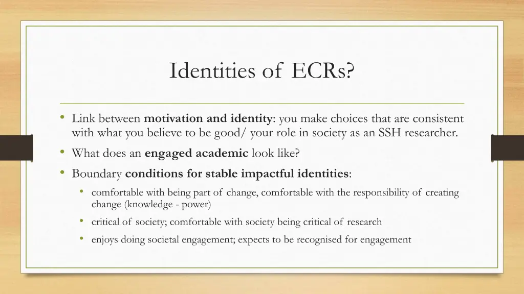 identities of ecrs