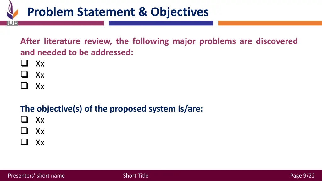 problem statement objectives