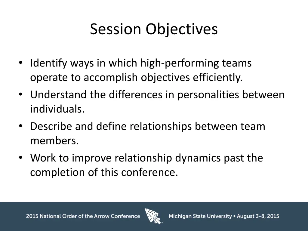 session objectives