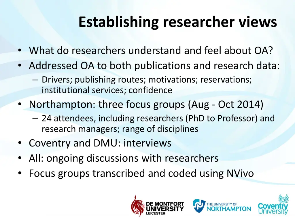 establishing researcher views