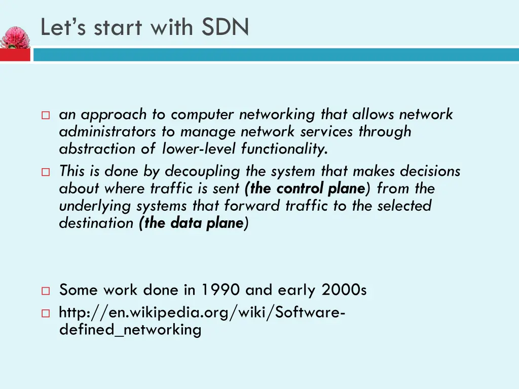 let s start with sdn