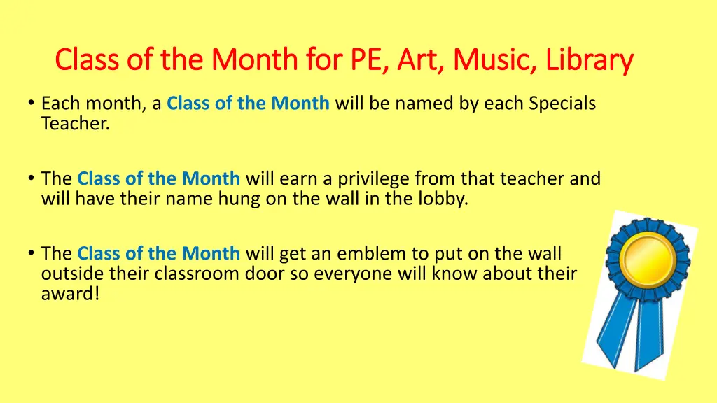 class of the month for pe art music library class