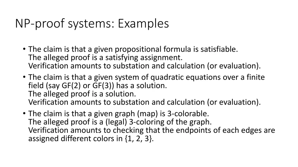 np proof systems examples