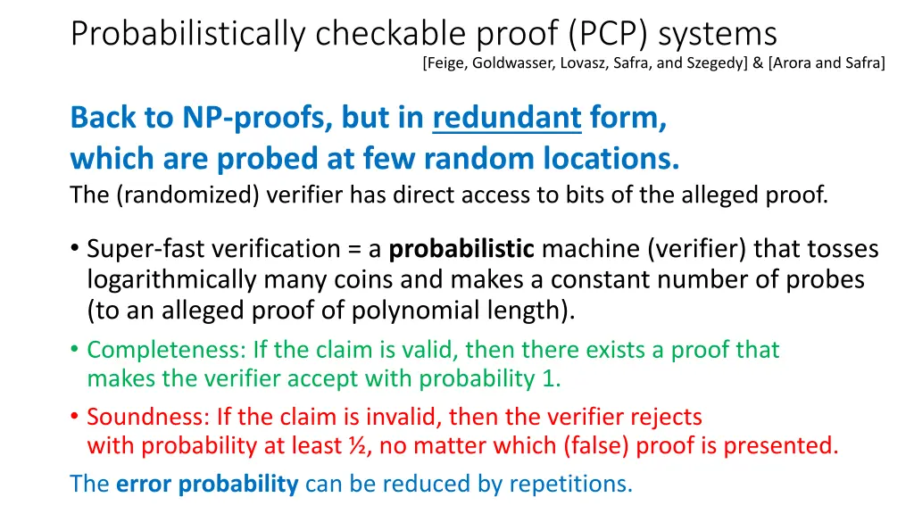 probabilistically checkable proof pcp systems