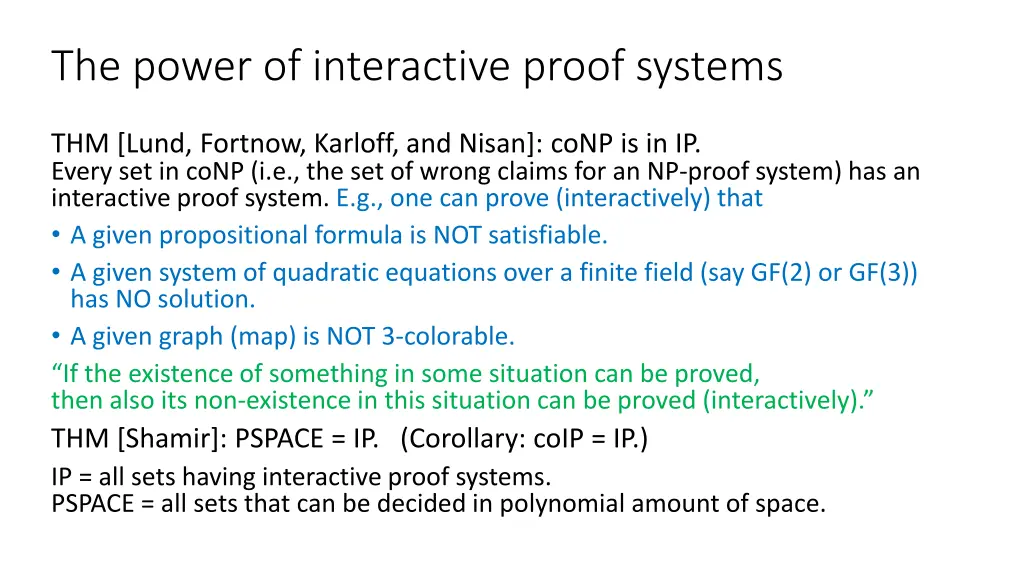 the power of interactive proof systems